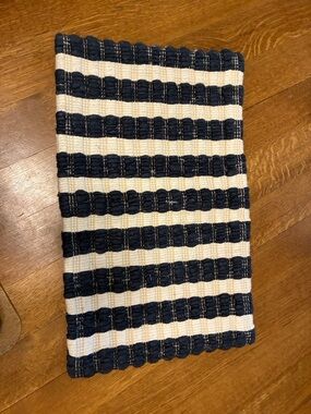 Raj Navy and White Striped Quilted Pillow Cover